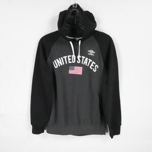 Umbro Hoodie Mens Medium Gray United States Flag Pullover USA Soccer Olympics